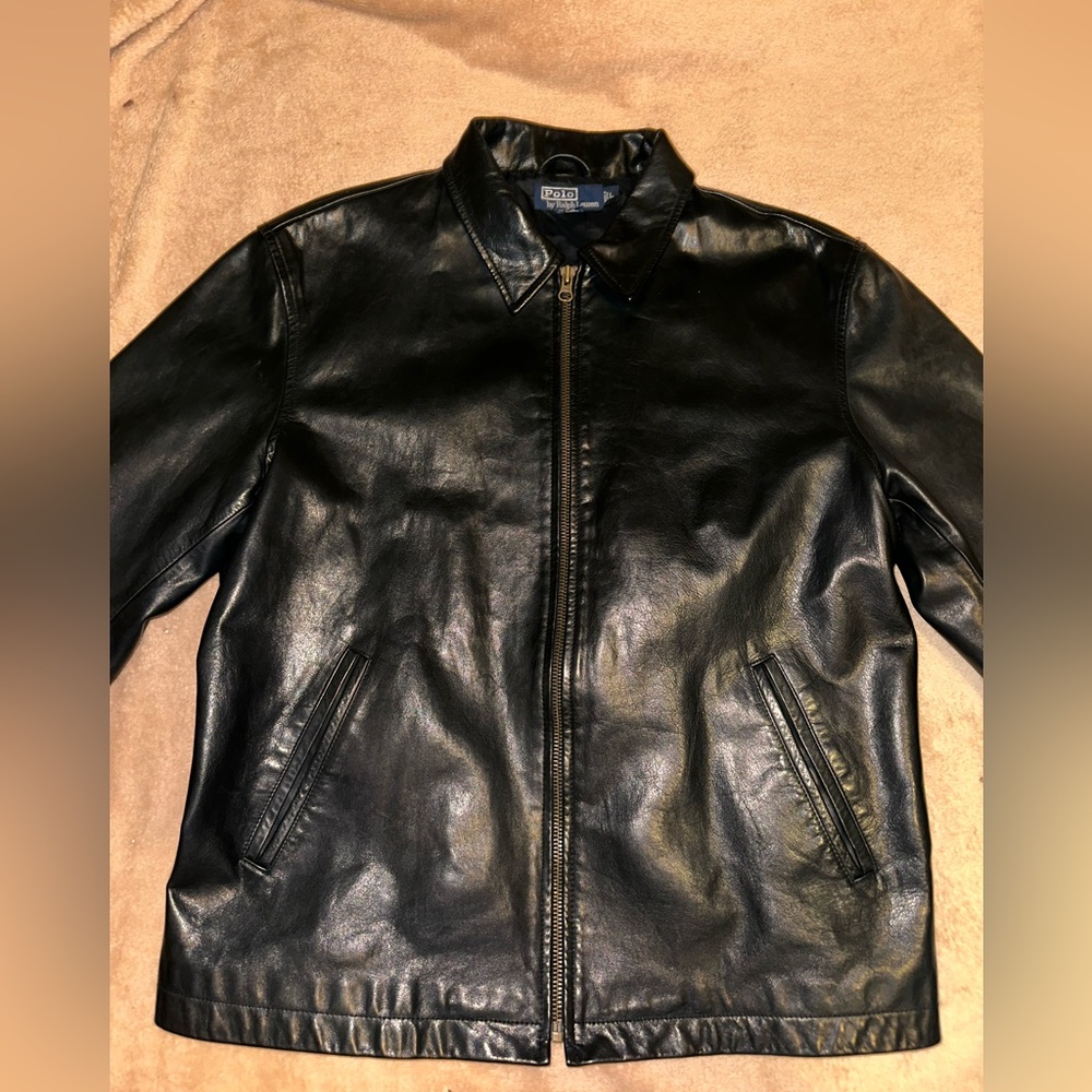 Polo Ralph Lauren Black Leather Jacket (Vintage)
